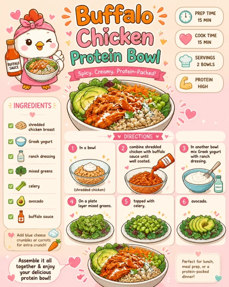 Buffalo Chicken Protein Bowl with fresh veggies and flavorful sauce