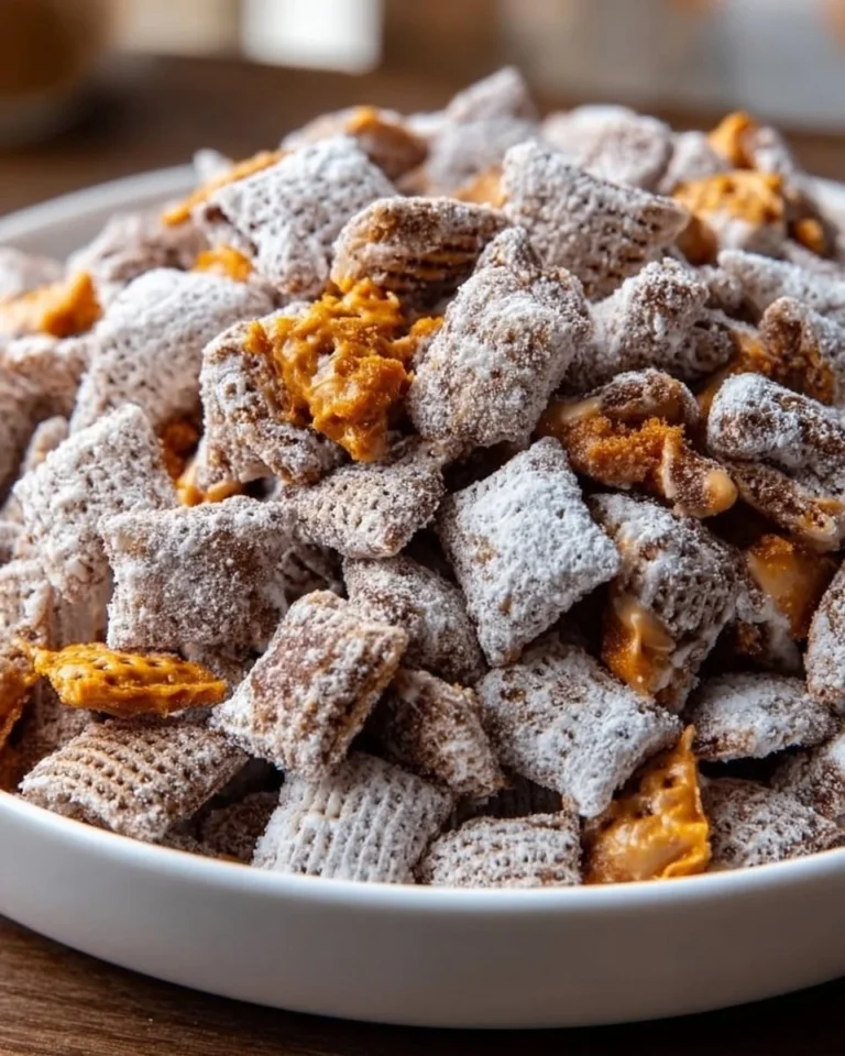Delicious Butterfinger Puppy Chow in a bowl, ready to be enjoyed.