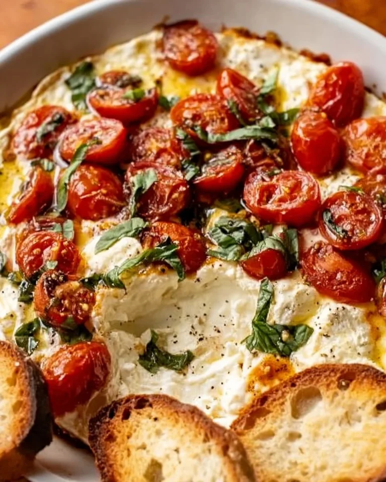 Delicious Caprese Dip made with tomatoes, basil, and mozzarella cheese.