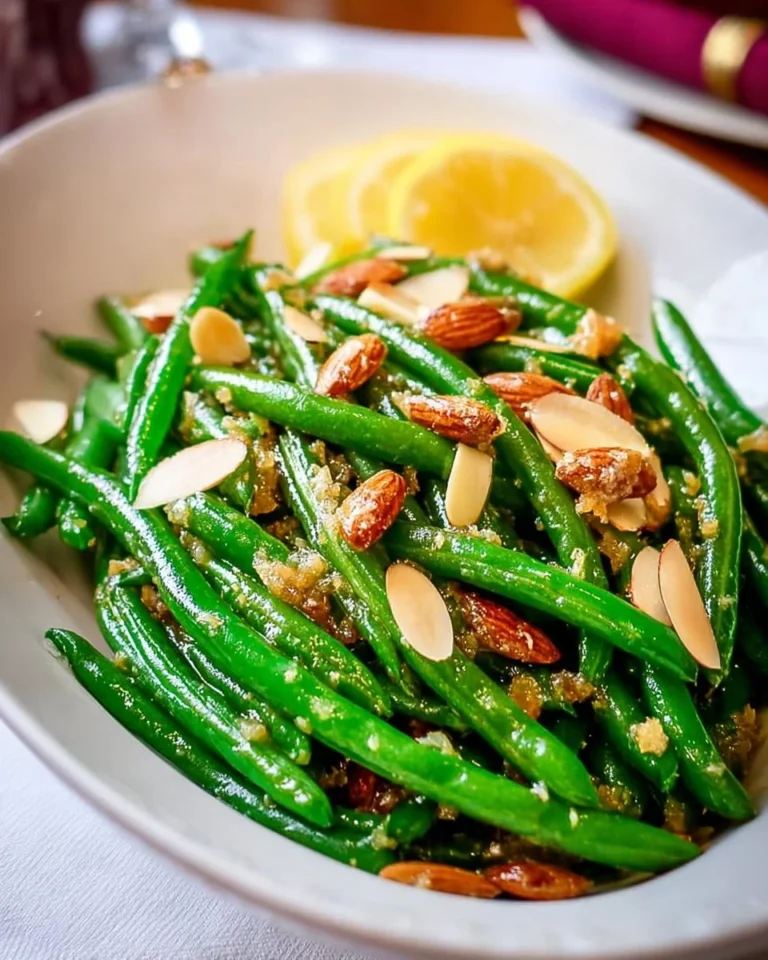 Classic Green Beans Almondine with toasted almonds and fresh green beans