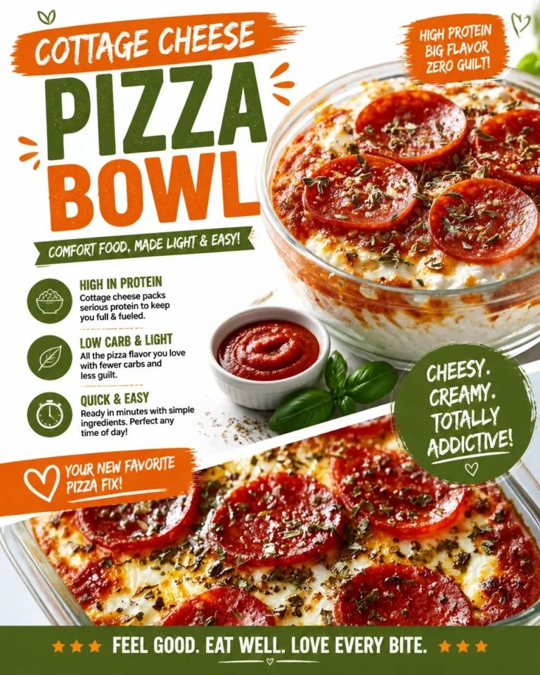Cottage Cheese Pizza Bowl topped with fresh ingredients for a healthy meal
