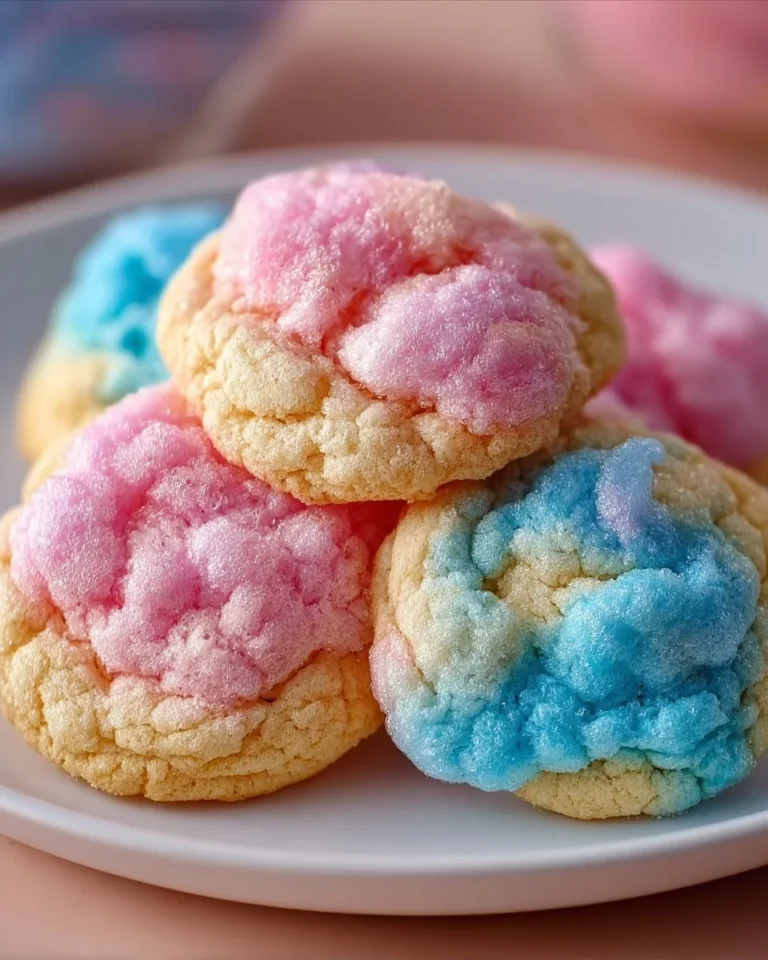 Delicious cotton candy cookies with colorful sprinkles