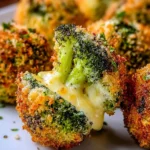 Plate of crispy broccoli cheese bites ready to serve