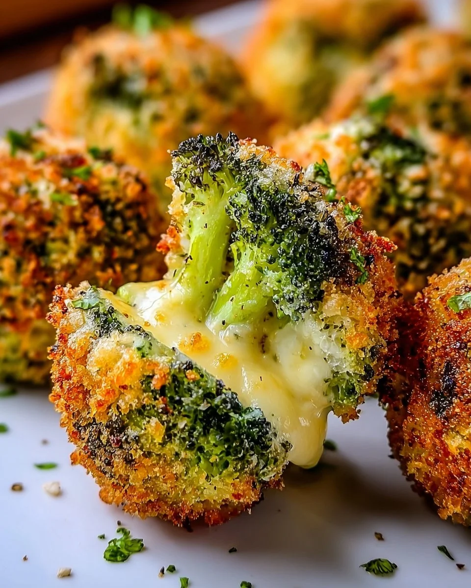 Plate of crispy broccoli cheese bites ready to serve
