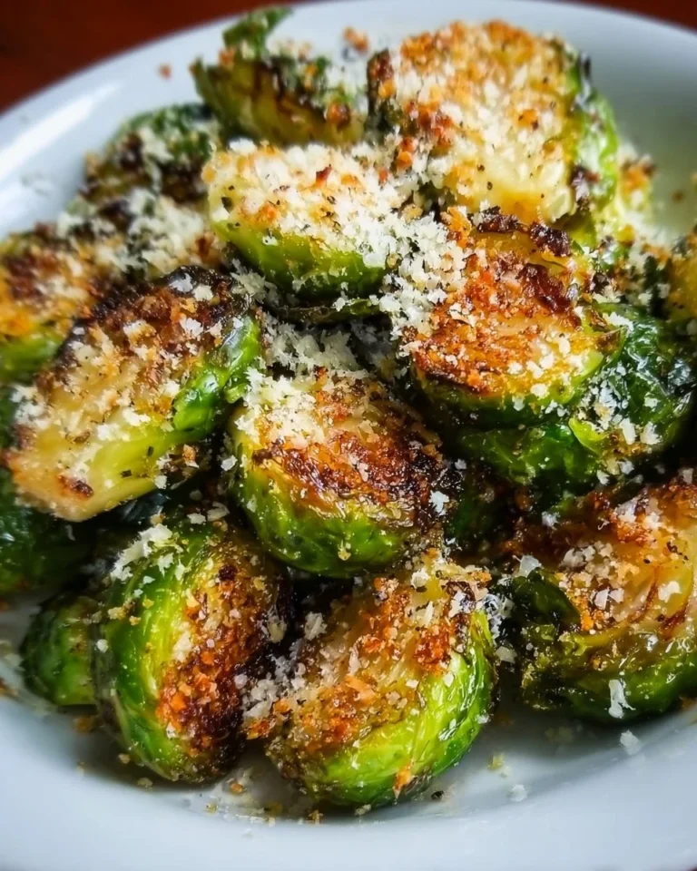 Plate of crispy Brussels sprouts garnished with seasoning