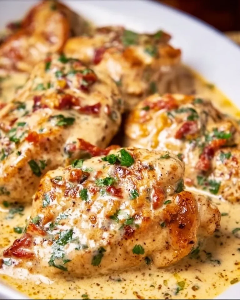 Delicious Crock Pot Marry Me Chicken served with creamy sauce and herbs