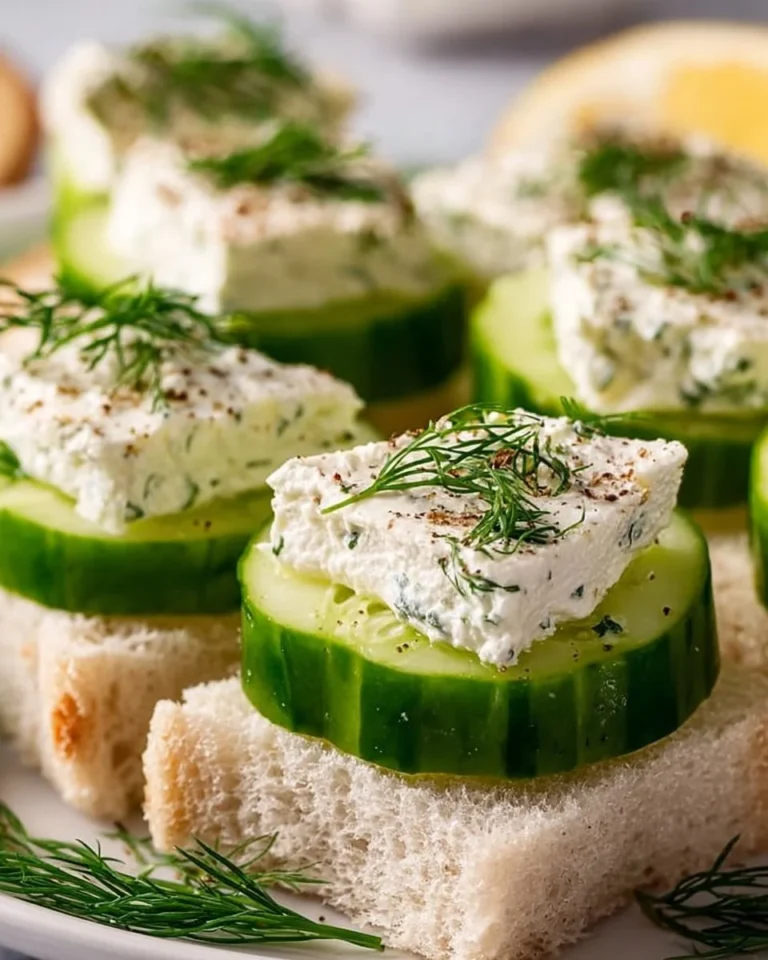 Cucumber bites filled with cream cheese, garnished and ready to serve.