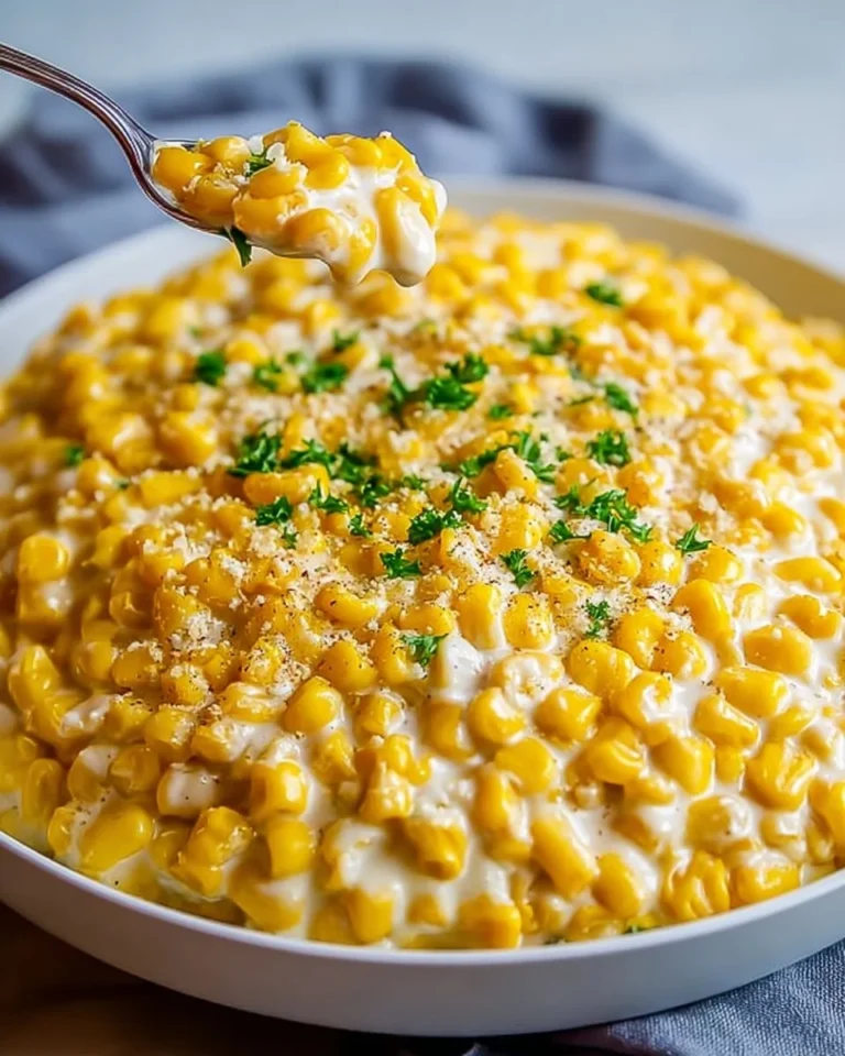 Bowl of easy creamed corn ready to serve as a delicious side dish.