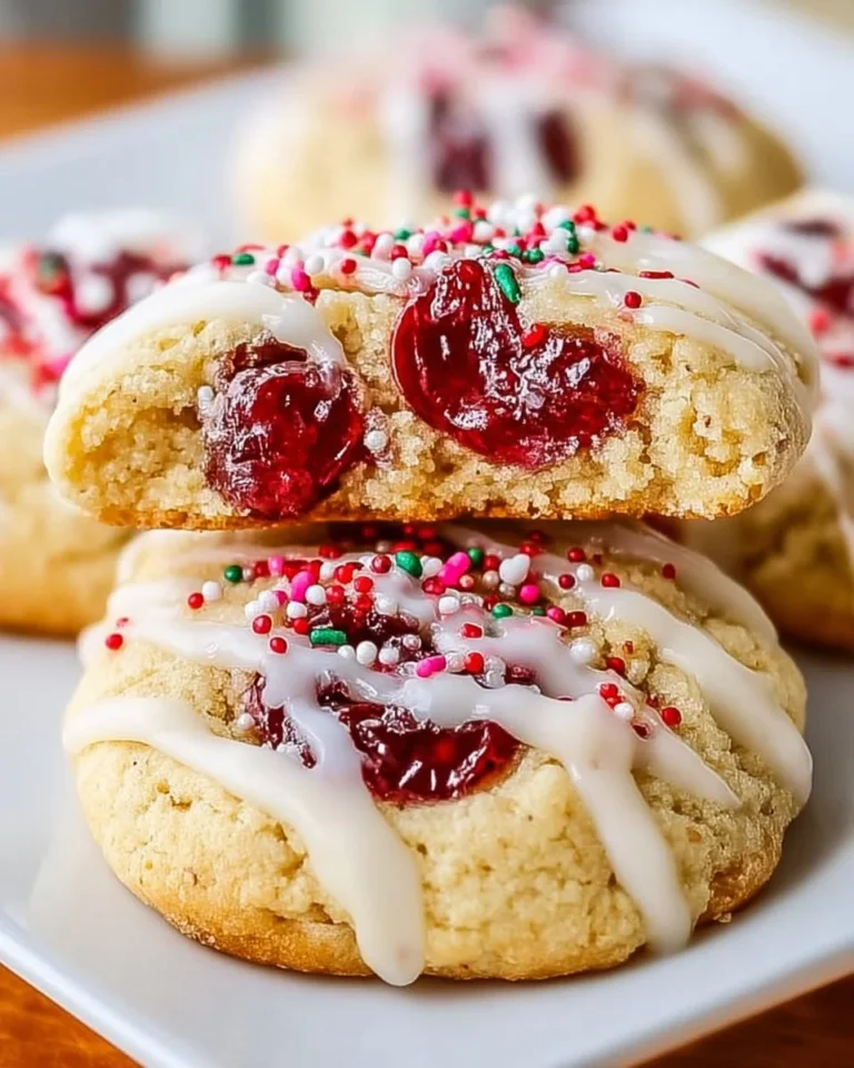 Delicious easy glazed stuffed cherry pie cookies on a plate