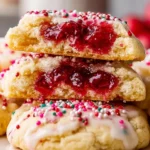 Delicious easy glazed stuffed cherry pie cookies ready to enjoy