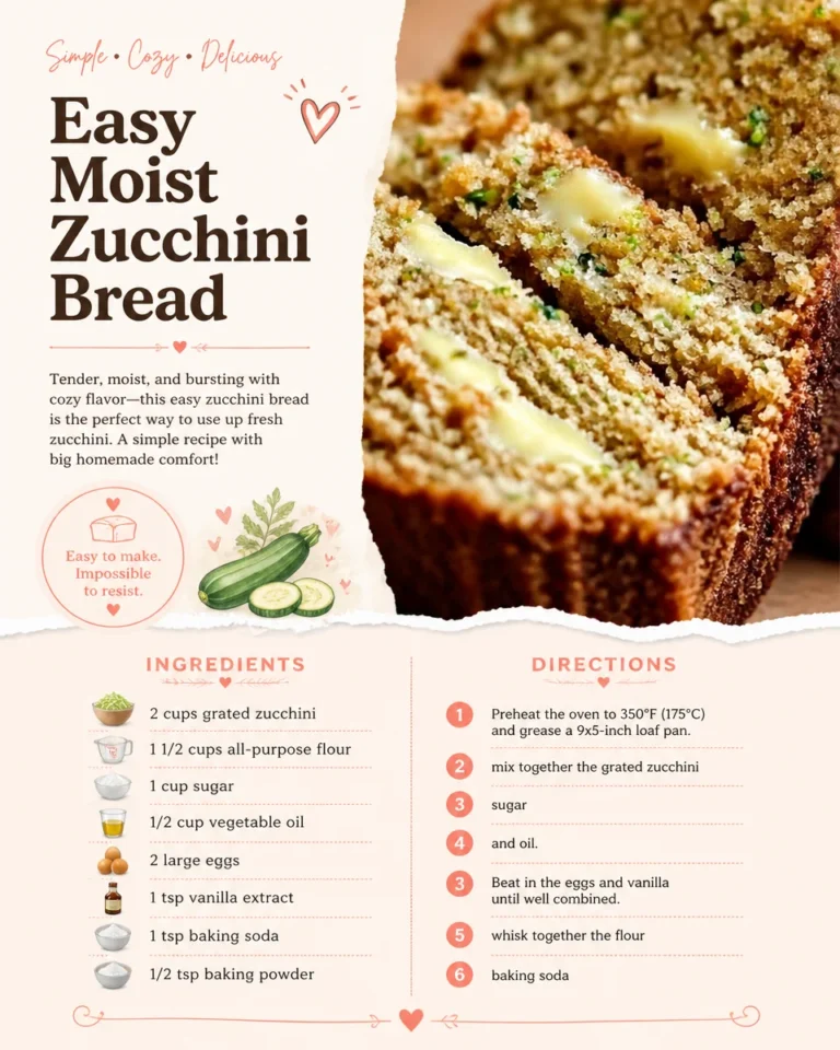 Loaf of easy moist zucchini bread fresh out of the oven.