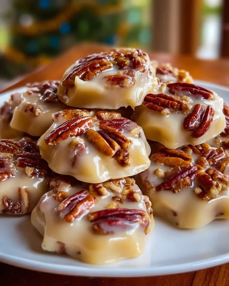 Delicious easy vanilla pecan pralines on a plate