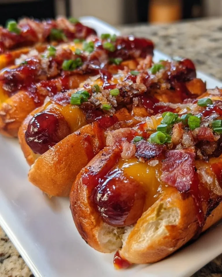 Delicious Firecracker Hot Dogs ready to be served at a summer BBQ