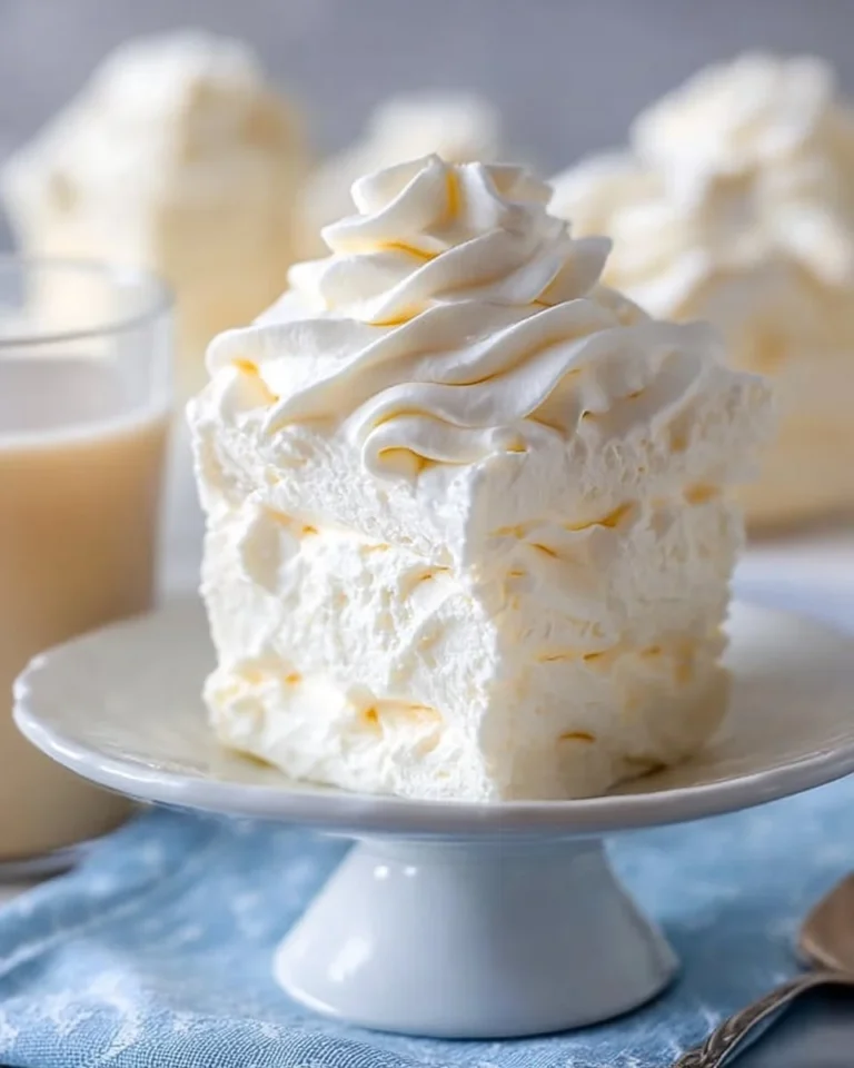 Delicious fluffy marshmallow buttercream frosting spread on a cake.