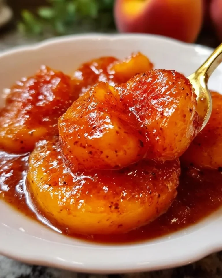 Jar of fresh peach BBQ sauce with ingredients in the background