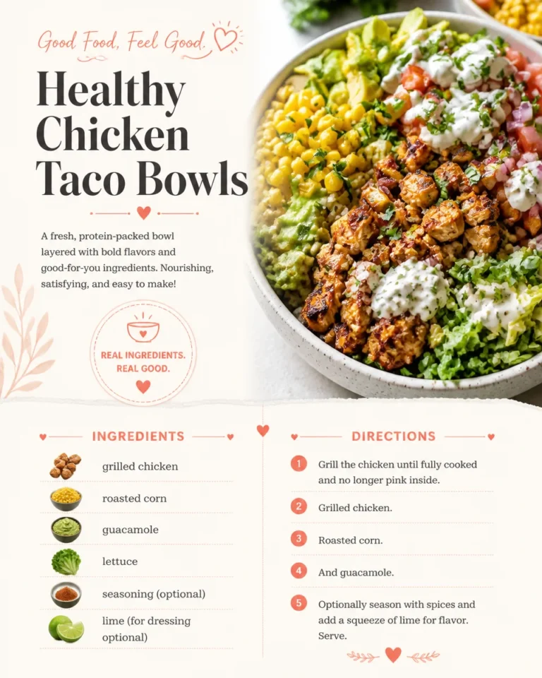 Healthy chicken taco bowls loaded with fresh ingredients and spices