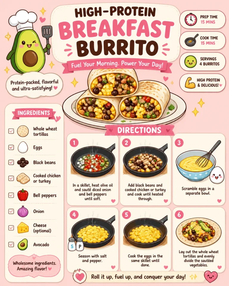 High-protein breakfast burrito filled with eggs, beans, and veggies