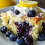 Lemon Blueberry Cheesecake Dump Cake with fresh blueberries and lemon zest