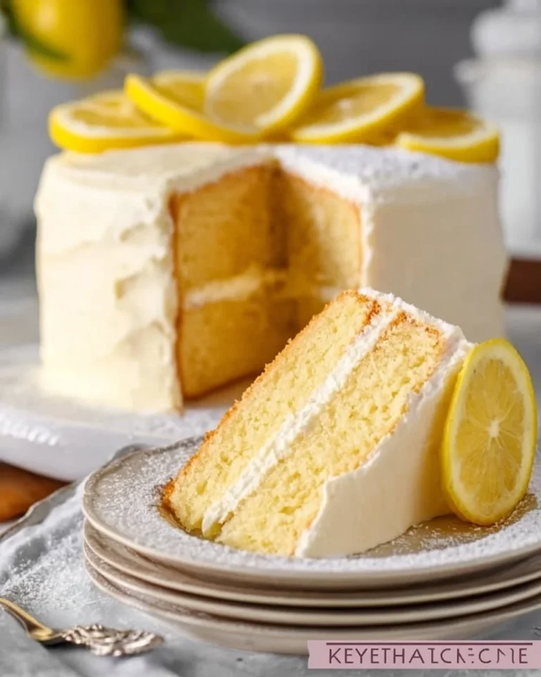 Deliciously layered Lemon Layer Cake with bright lemon frosting and garnishes.