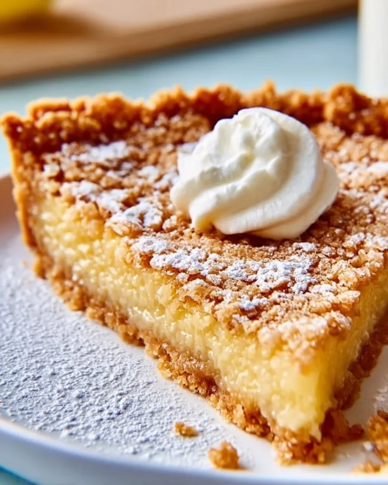 Delicious slice of Milk Bar Crack Pie with creamy filling and graham cracker crust