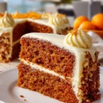 Moist Spice Cake with Cream Cheese Frosting on a decorative plate