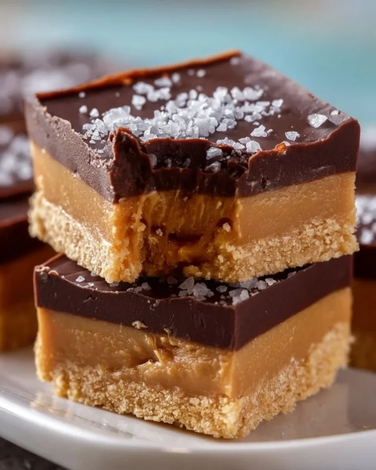 No-bake peanut butter bars stacked on a plate for a quick snack.