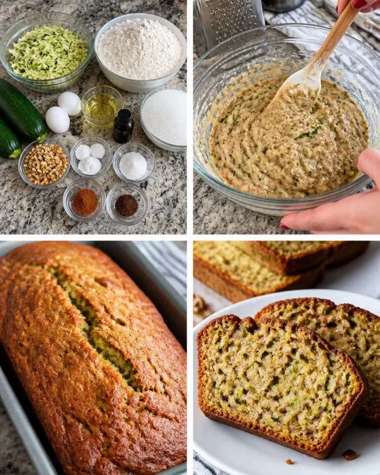 Freshly baked perfect zucchini bread loaf on a wooden cutting board