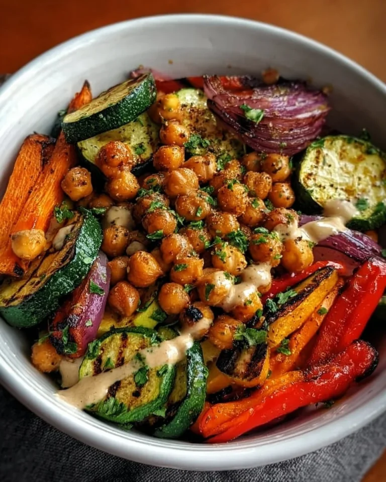 Colorful Roasted Veggie Bowl with a variety of grilled vegetables over grains
