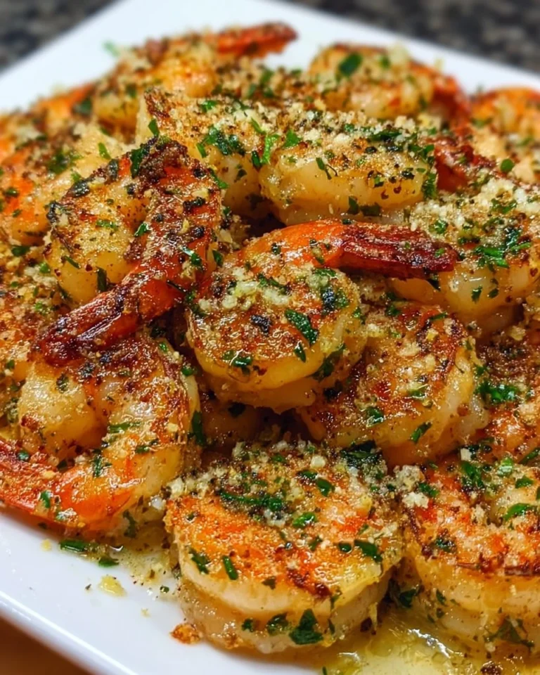 Delicious garlic parmesan shrimp skillet inspired by Ruth's Chris recipe