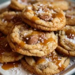 Delicious salted caramel cookie with a sprinkle of sea salt on top