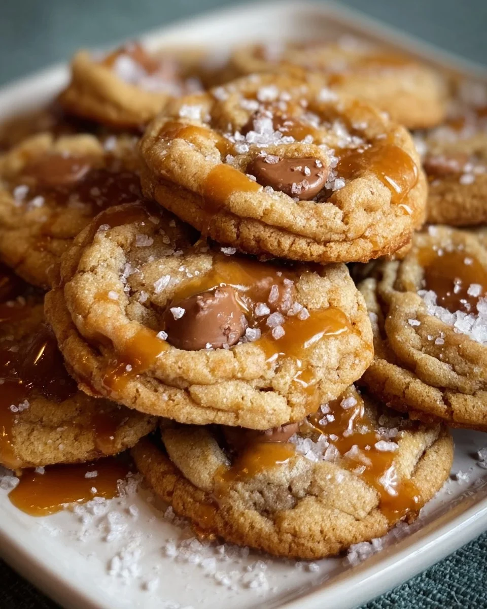 Delicious salted caramel cookie with a sprinkle of sea salt on top