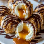 Salted caramel pretzel cheesecake balls served on a plate