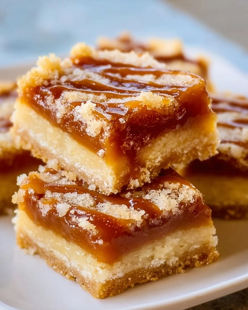 Delicious Shortbread Caramel Bars drizzled with chocolate