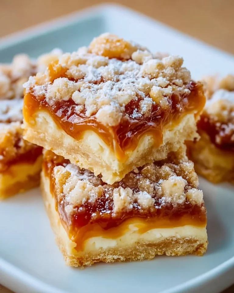 Delicious homemade shortbread caramel bars on a white plate