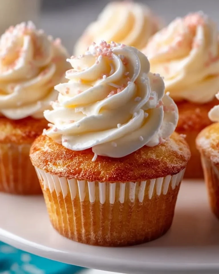 Small batch vanilla cupcakes topped with creamy frosting
