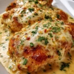 Delicious smothered cheesy sour cream chicken served on a plate