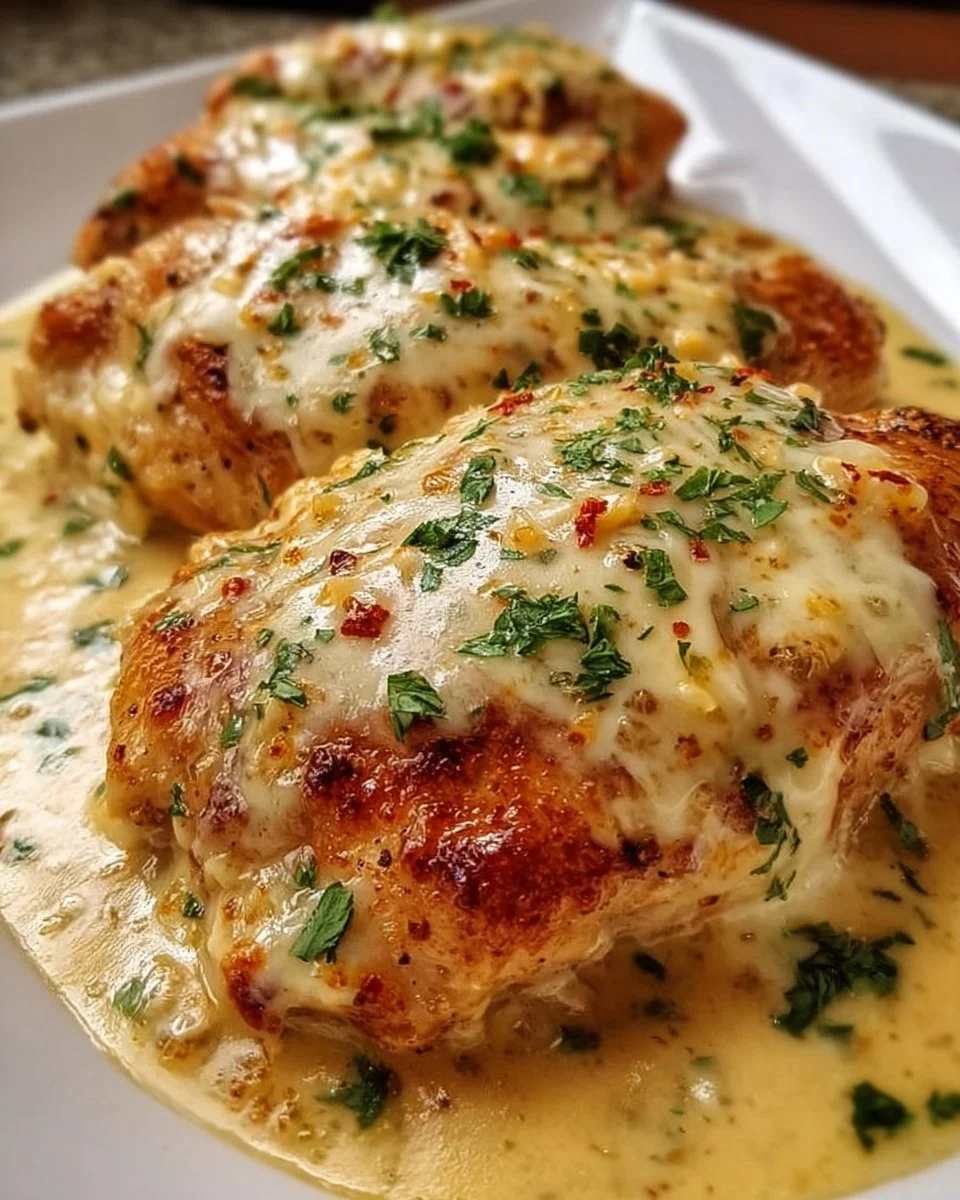 Delicious smothered cheesy sour cream chicken served on a plate