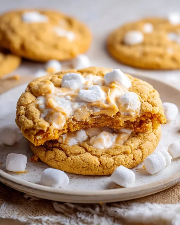 Soft and chewy Fluffernutter cookies with marshmallow and peanut butter