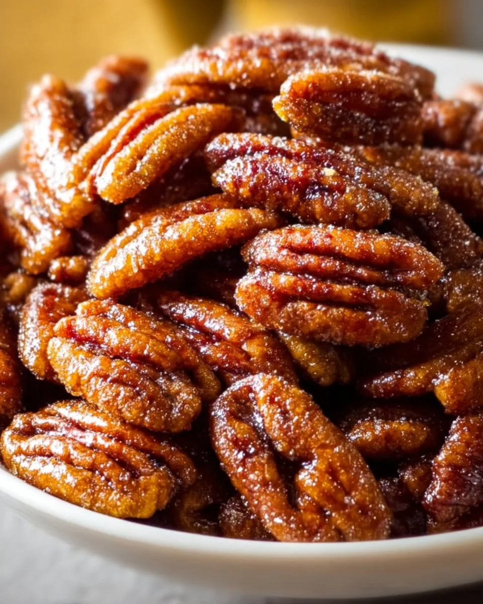 Bowl of Southern Church Lady Pecans, a popular Southern dessert treat.