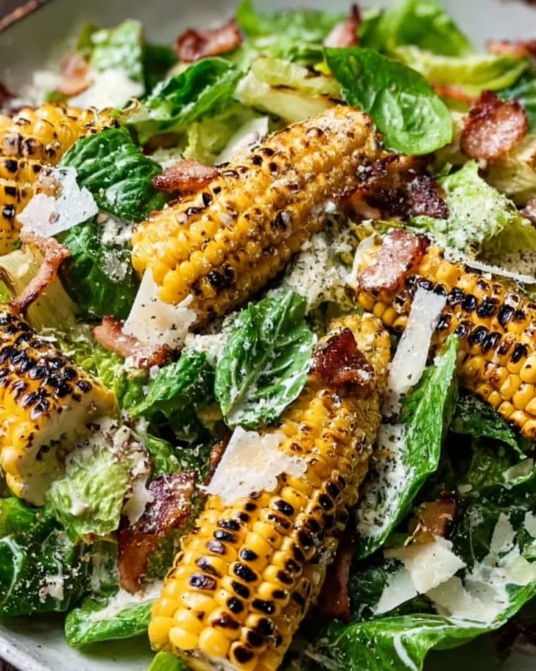 Delicious Summer Caesar Salad with Charred Sweet Corn in a bowl