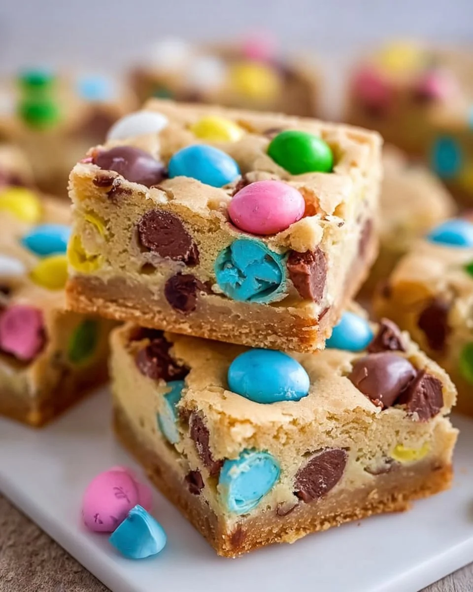 Delicious super soft loaded Easter egg bars with colorful toppings