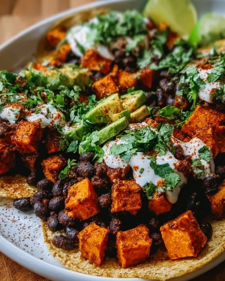 Delicious sweet potato tacos topped with fresh ingredients