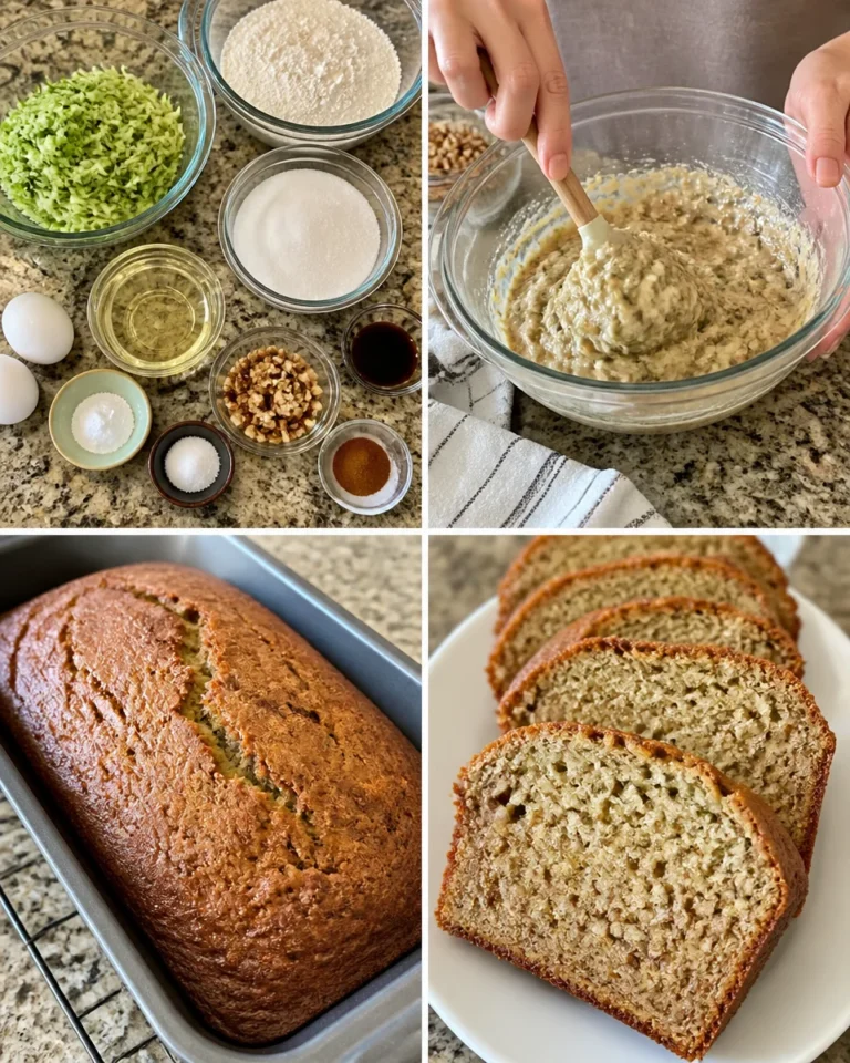 Freshly baked zucchini bread with slices displayed on a wooden cutting board.