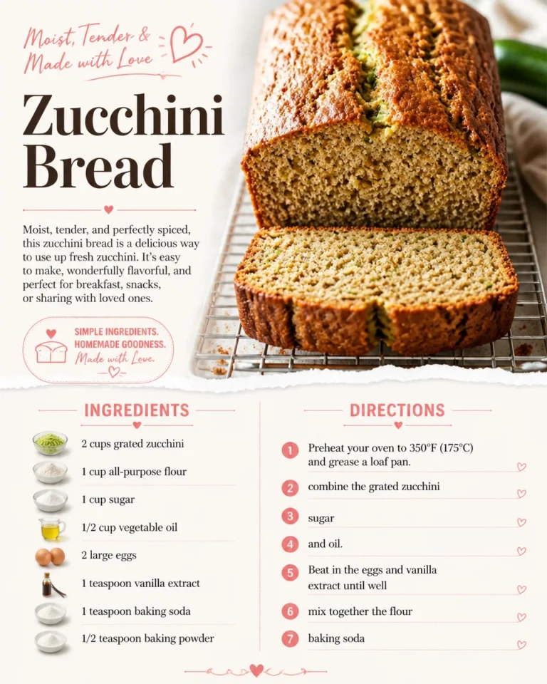 Freshly baked zucchini bread loaf with slices displayed on a wooden cutting board.