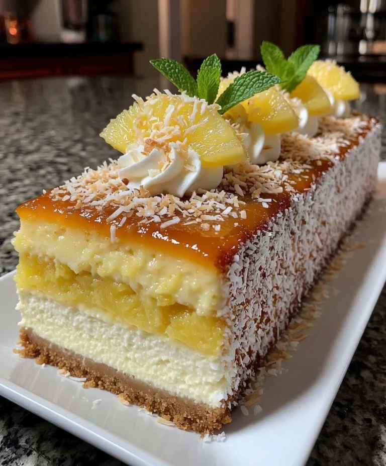 Piña Colada Cheesecake with Pineapple Coconut Cream Layers – Tropical, Creamy & Pure Island Bliss!