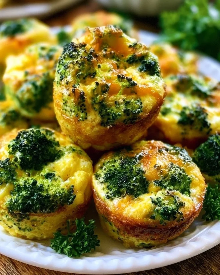 Baked broccoli cheese breakfast bites on a plate, perfect for a healthy meal.