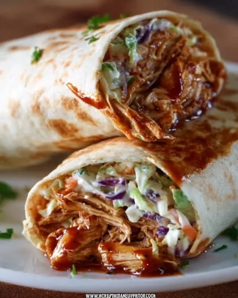 BBQ Chicken Coleslaw Wraps with fresh ingredients and vibrant colors