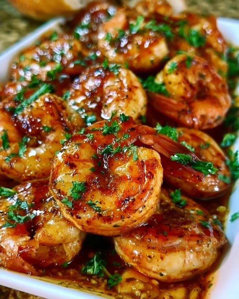 Delicious BBQ shrimp on the grill, ready for summer feasting.