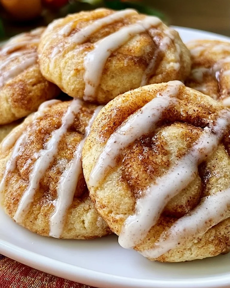 Delicious freshly baked cinnamon roll cookies on a cooling rack.