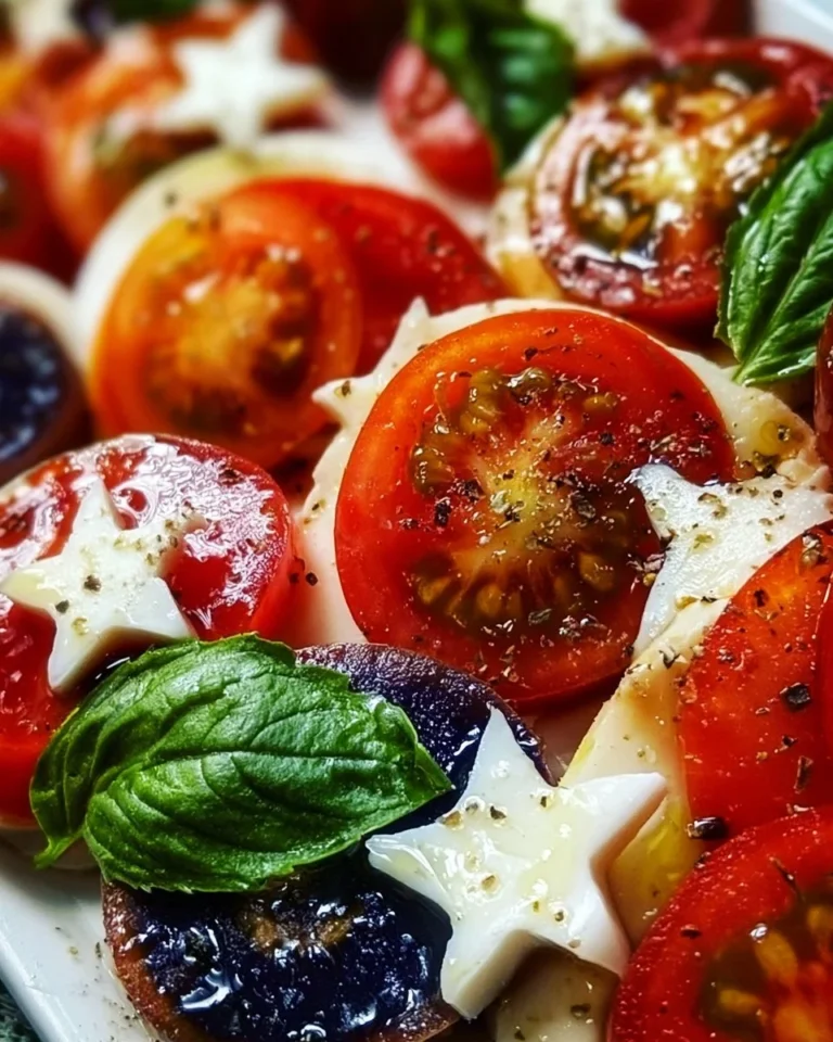Classic Fourth of July Caprese Salad with fresh tomatoes and mozzarella